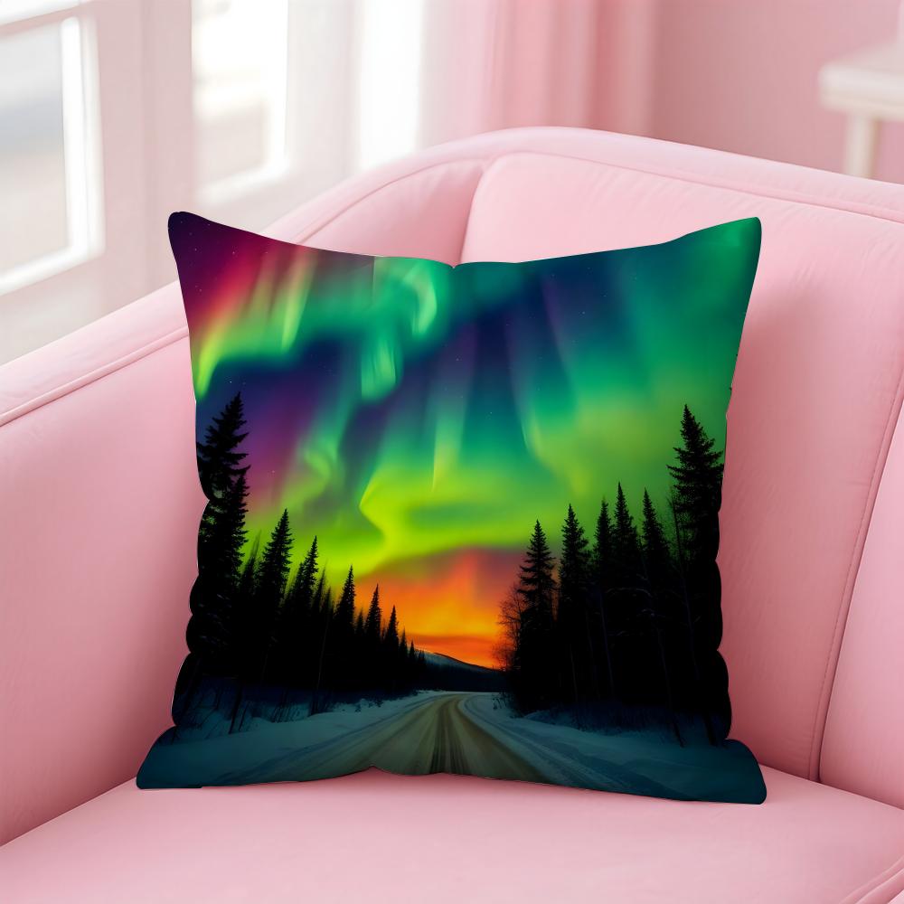 Winter Aurora Cushion Cover Linen Minimalist Cover Soft Decor for Sofa Home Room