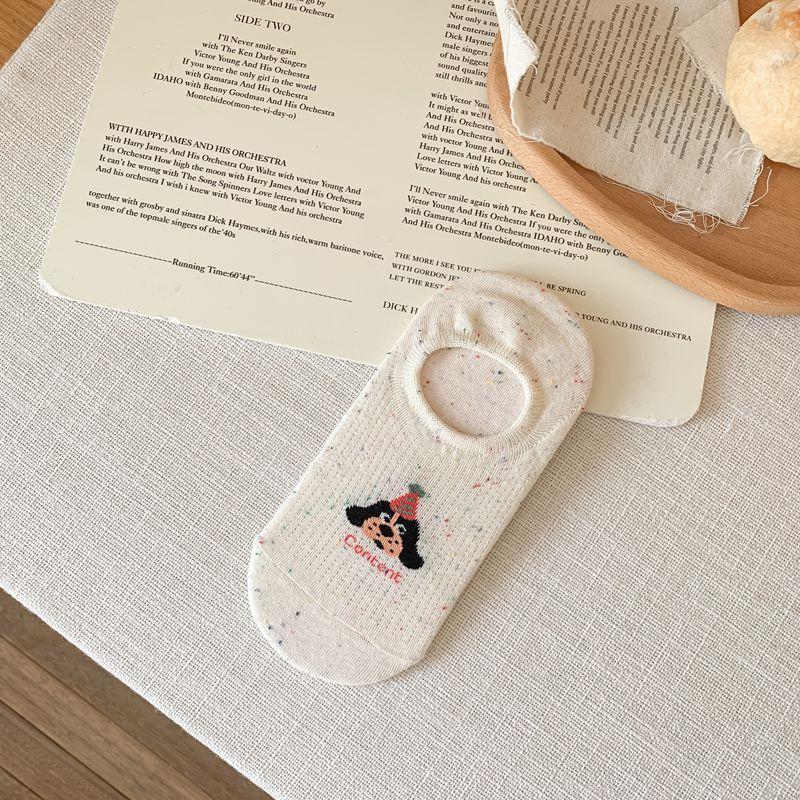 Female Summer Thin Cotton Cute Cartoon Invisible Silicone Non Slip Non Drop Heel Socks
