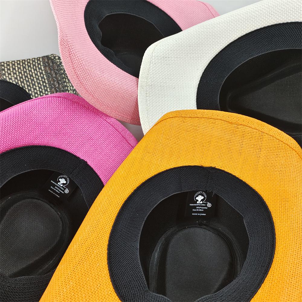 2024 Summer Straw Cowboy Hat Women's Fashion Cowgirl Straw Hat Pink Hat Men's Western Cowboy Hat Summer Travel Visor Hat
