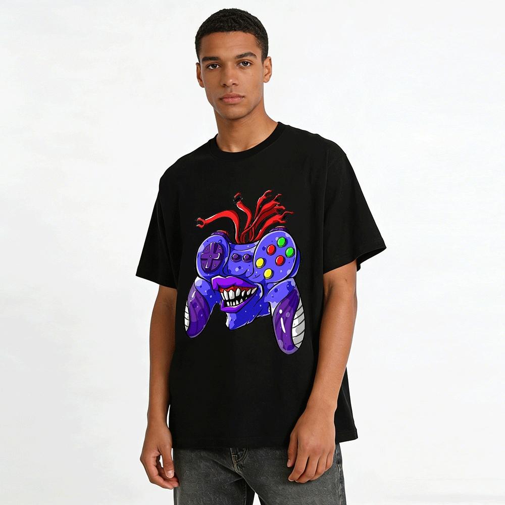 Mutated Game Controller Graphic Cool Casual Short Sleeve Top Pure Cotton T-shirt