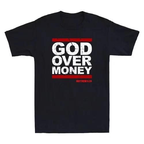 God Over Money Matthew 6:24 Christian Bible Faith Quote Vintage Men s T-Shirt S