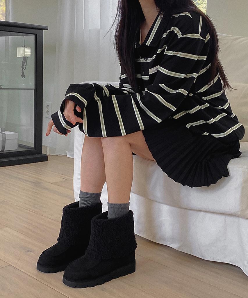 Moodnple Coconew Suede Warm Fur Boots 3Cm 2Color