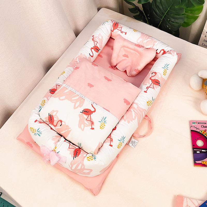 100% Cotton Satin Baby Crib: Foldable Newborn Sleeping Bed, Multifunctional Bionic Bed
