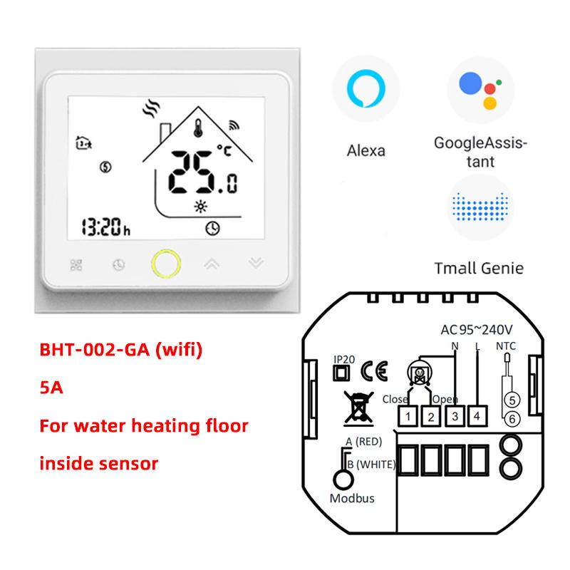 WIFI For Electric/Water/Gas Boiler Floor Heating Thermostat Smart Touch Screen LCD Display Temperature Controller with Alexa/Google Home