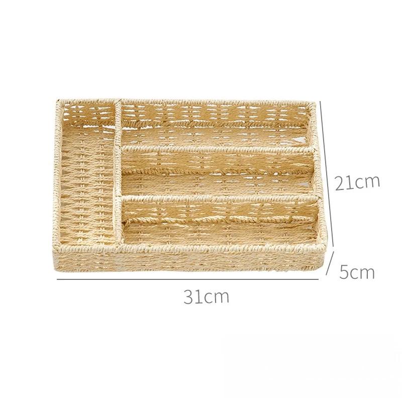 Woven Storage Baskets Desktop Sundries Storage Box Paper Rope Woven Toy &Snack Storage Bin Cosmetics Organizer Home Decorative