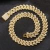 New Hip Hop Shiny Cuban Link Chain Necklace Women Men Silver Color Rhinestone Iced Out Cuban Chain Punk Jewelry Necklace Gift