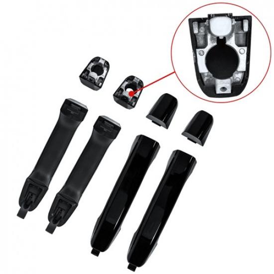 Gloss Black Outside Set of 4 Door Handle Fit 14-19 Chevrolet Silverado 1500 2500