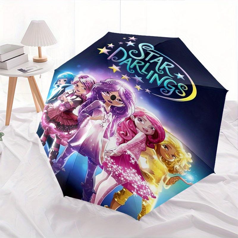 Star Darlings, Animation Automatic Opening and Closing Umbrella, Compact Travel Umbrella, Lightweight and Portable, Suitable for Beach Commu