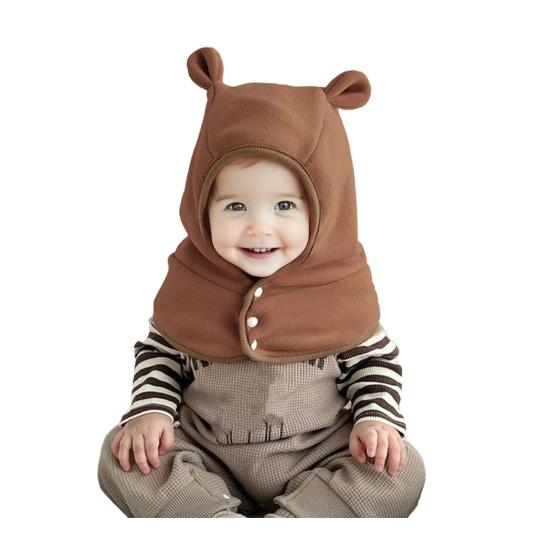 2 In 1 Toddler Winter Hat Balaclava Windproof Warm Fleece Baby Hooded Scarf with Ear for Toddlers Boys Girls