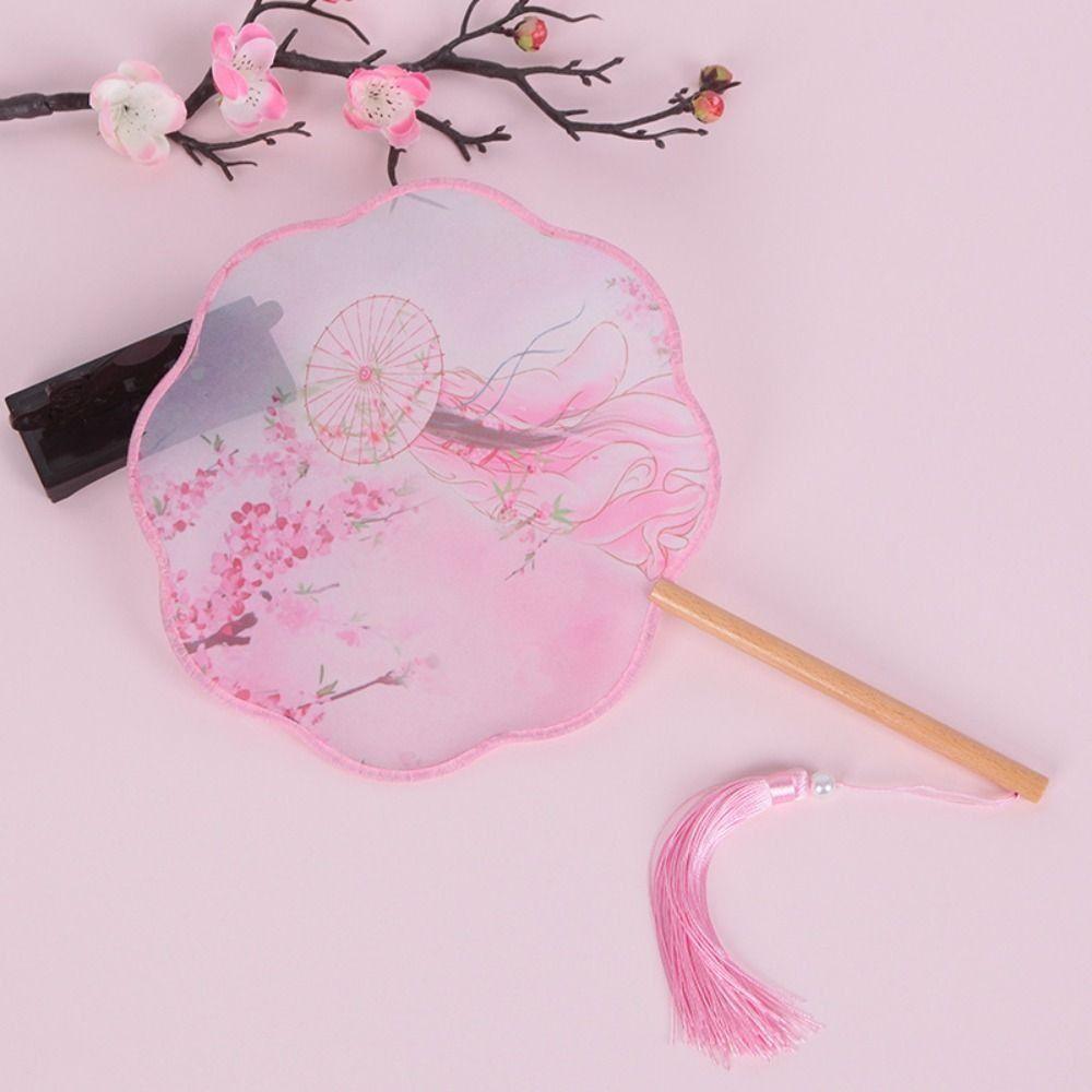 Tassels Embroidery Fan Handheld Silk Fan Ancient Chinese Style Round Fan  Home Decor