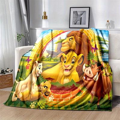 1pc The Lion King Print Blanket, Cute Cartoon Design, Living Room Home Decoration Sofa Travel Soft and Cozy