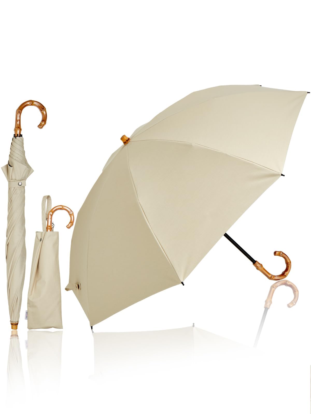 

KIZAWA Складной шелковистый глянцевый реверсивный длинный легкий полностью теплоотражающий зонт от солнца, двухслойный, тканевый, складной, зонт, 100% блокировка, складной, затемняющий,