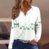 Women's Fashion Casual Printed V-neck Long Sleeve Button Up T-shirt Top