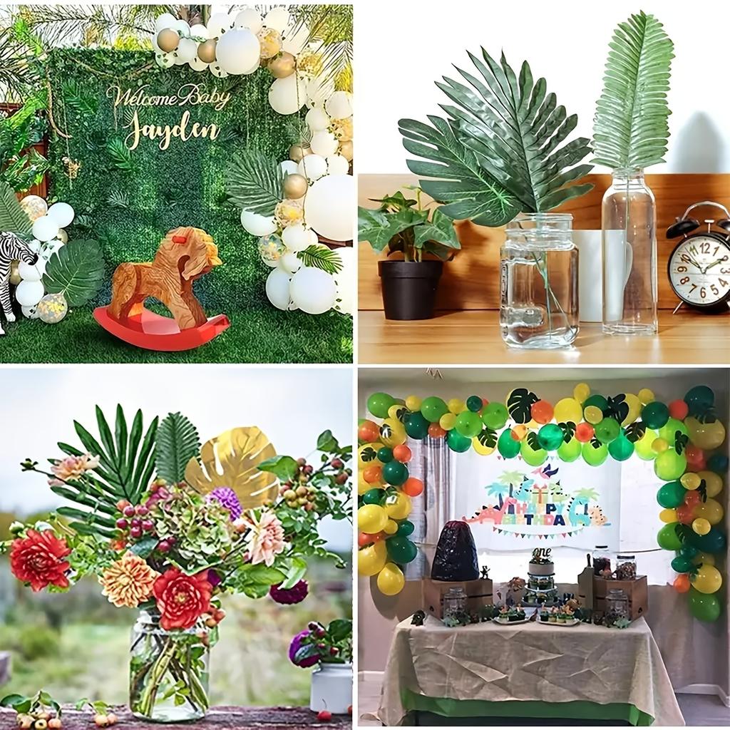 Artificial Monstera Leaf Green Foliage Single Stem Fake Leaves Plastic Leaves for Balloon Wedding Decor, Small Fresh Home Decor Accessories, Suitable