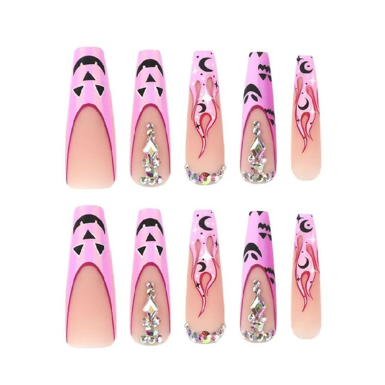 Halloween Press on Nails Coffin Fake Nails Press on Nails with Jelly Glues