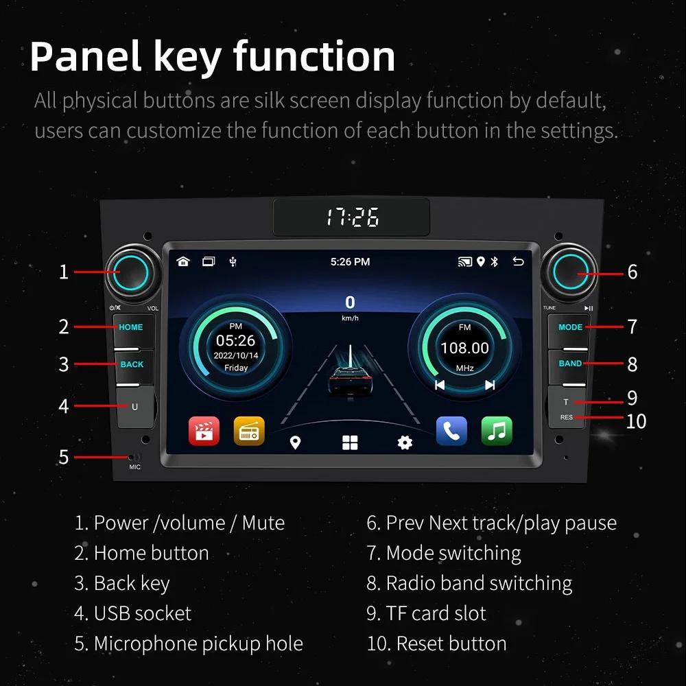 Android Radio for Opel Antara Astra H Corsa C D Meriva Signum Combo Zafira Vivaro Multimedia Carplay GPS Navigation LED Clock HU