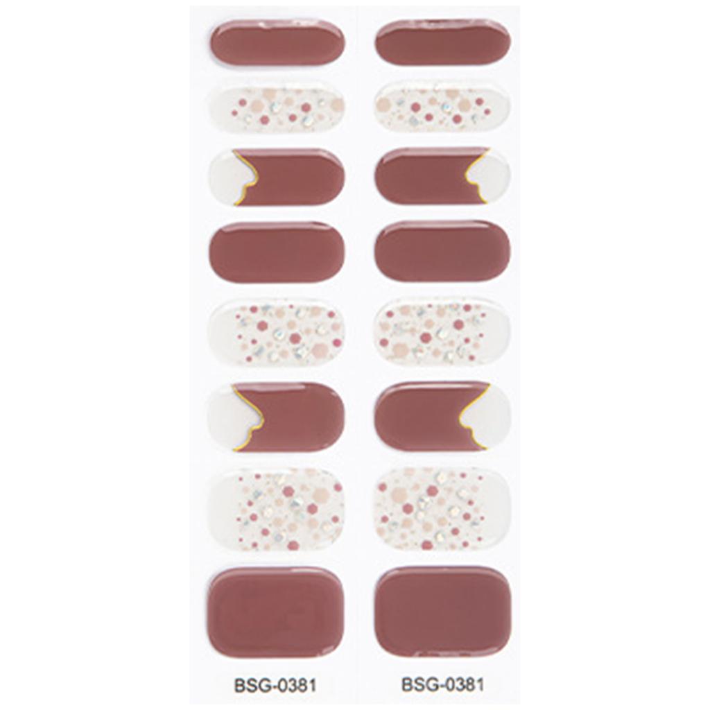 Self-Adhesive Gel Nail Stickers Full Nail Wraps Nail Decals Semi-Cured Polish Strips Nail Art Decoration for Women Girls