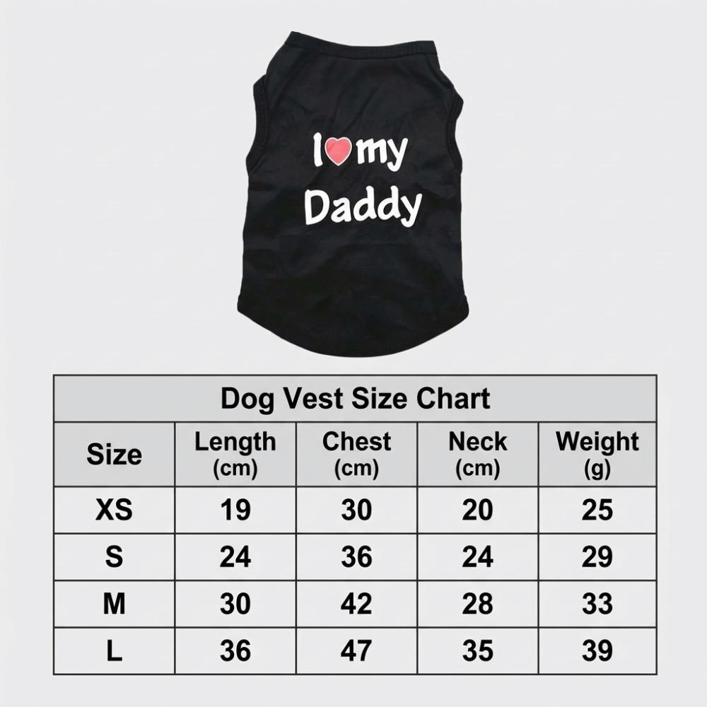 Cute Summer Dog Vest I Love My Mommy/Daddy Sleeveless Puppy T-Shirt Breathable Casual Small Dogs Pullovers Cat
