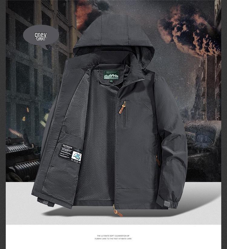 Men's Hooded Windbreaker Jacket - Waterproof, Windproof, Spring/Autumn Motorcycle Workwear Trend (Style 8817)