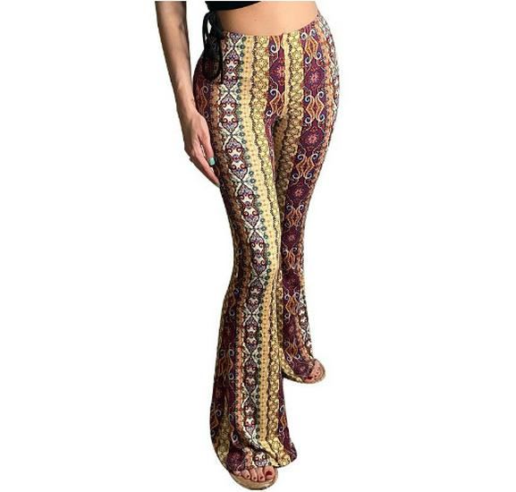2024 Bohemian High-Elastic Micro Flare Sexy Casual Pants with European and American Prints
