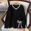 Plus Size V-Neck Sweatshirt for Women, Bust 150/160 Cm, Loose Fit, Slimming Design, Sizes 200-350 Jin 9107