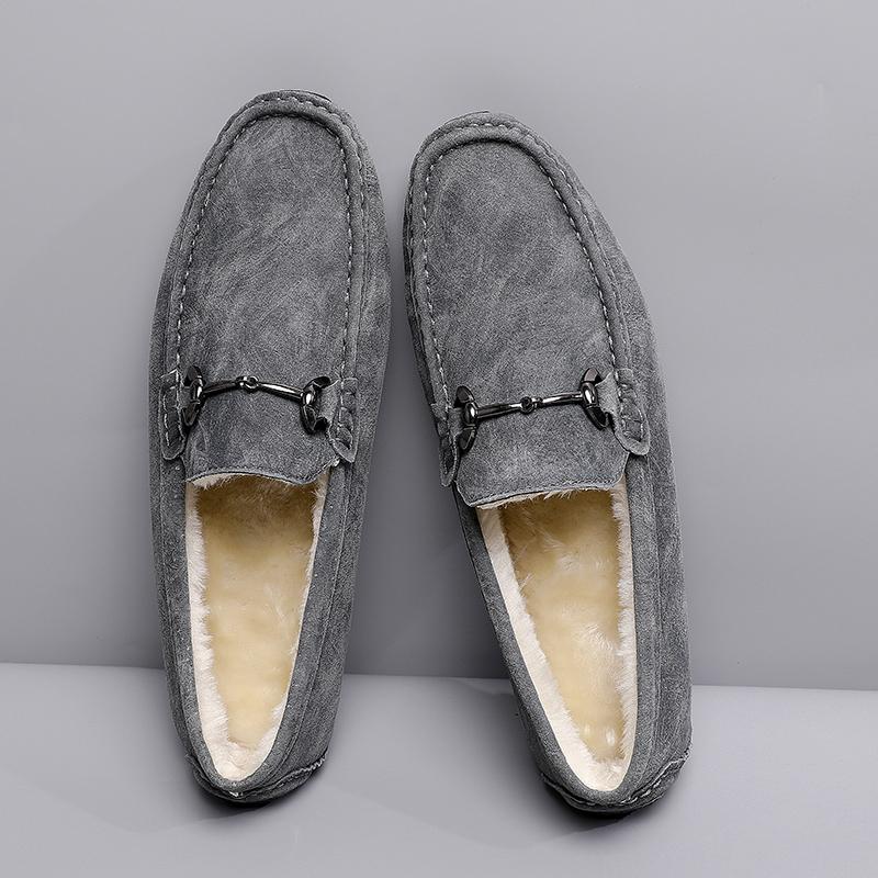 Fashion Men Casual Shoes Fashion Men Fur Handmade Suede Genuine Leather Mens Loafers Moccasins Slip On Men's Flats Male Driving Shoes