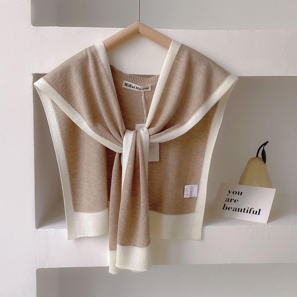 

Solid Color Knitted Shawl Keep Warm Wool Shawl New Fake Collar Unisex сірий