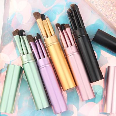 Aluminum Tube Eyeshadow & Makeup Brush Set with Pony Hair - Includes Lip, Blending, and Nose Shadow Brushes
