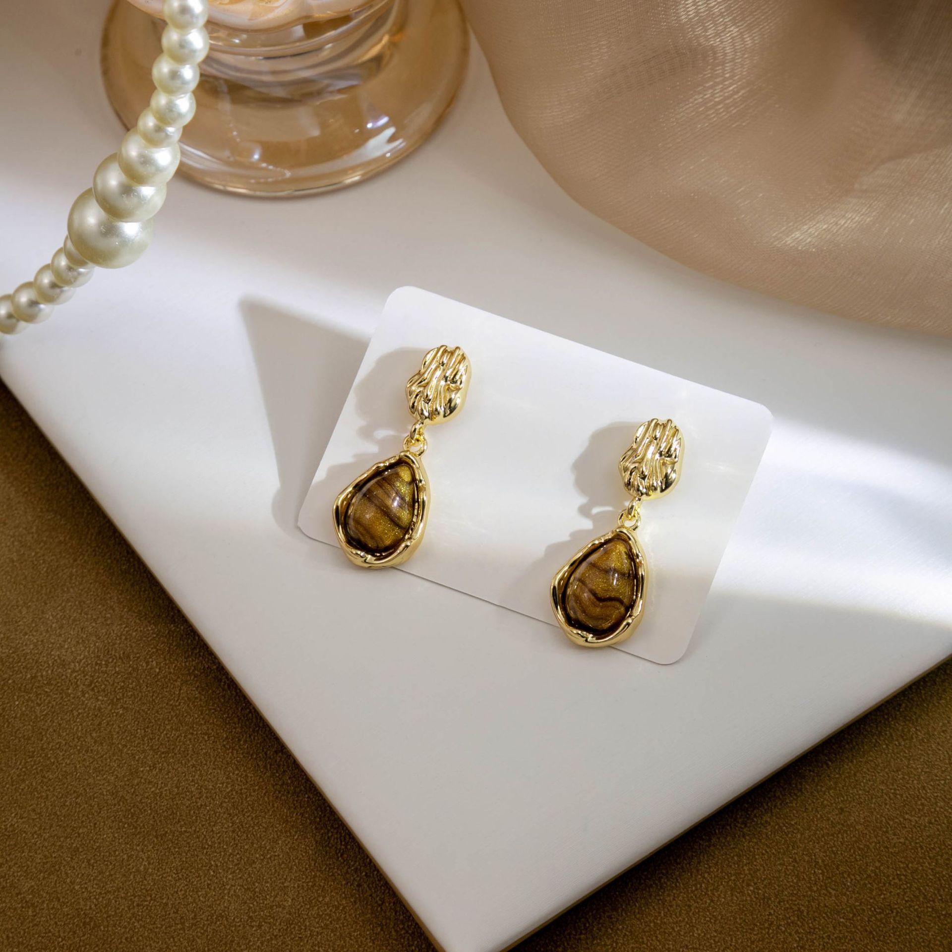 Майяровская Атмосферная Коричневая Неправильная Серьга-Капля, Легкая Роскошь Нишевые Ретро Овальные Серьги
