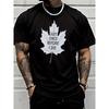 European Sizes Classic Men's Fashion Street Style Trendy Casual Round Neck T Shirt with White Maple Leaf Just Once Before I Die Letter Print