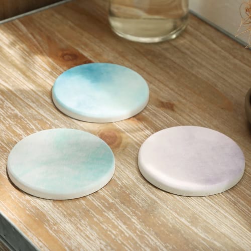 &NE Diatomaceous Earth Print Coaster, Tie-Dye Green, NEO-179-TDGR