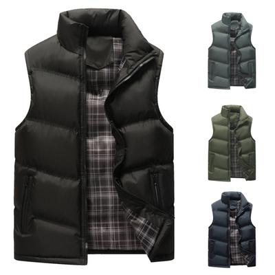 Men Waistcoat Warm Casual Large Size Stand Collar Loose Camping Wearing Polyester Men Solid Color Waistcoat Vest for Home