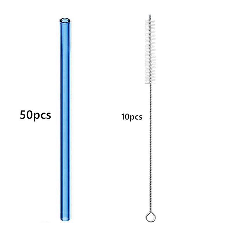 50PCS 20cm Reusable Straws Glass Drinking Straws Multi-color Eco-Friendly Straws for Cocktail Smoothies Bar Accessory Barware