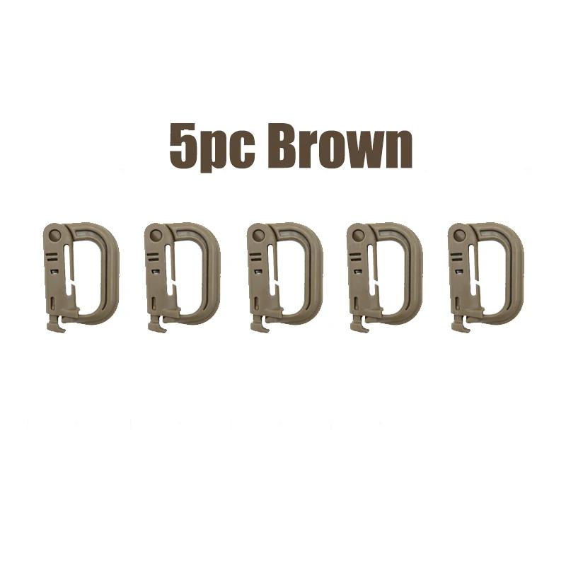 5PC Plasctic Shackle Carabiner D-ring Clip Molle Webbing Backpack Buckle Snap Lock Grimlock Multi Outdoor Use Hiking Camping Gear