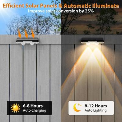 4/8PCS Solar Fence Light Outdoor LED Wall Lights RGB and 3Color Lighting IP65 Waterproof for Garden Courtyard Decoration Light