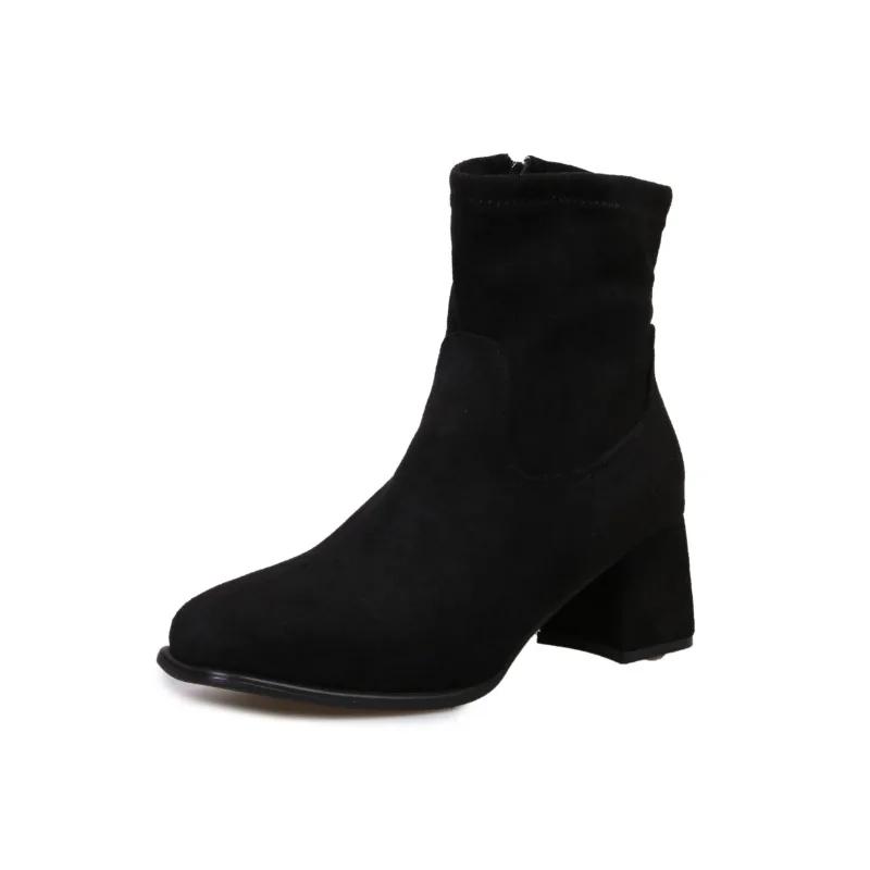 Mode Damen Schuhe Hohe Qualität Seitlicher Reißverschluss Gothic Damenstiefel Mode Runde Zehe Büro und Karriere Neu Übergröße Einfarbig Stiefeletten
