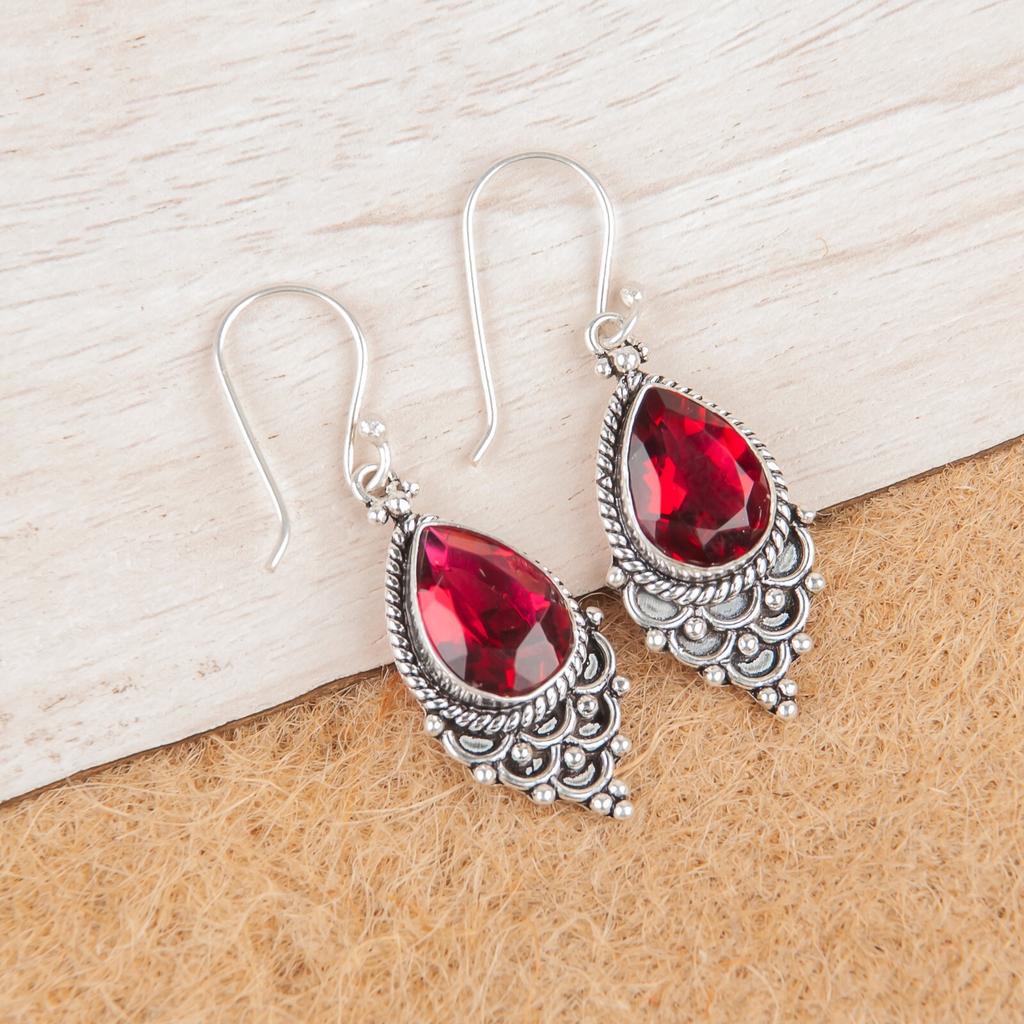 Pink Rubellite Gemstone 925 Sterling Silver Jewelry Handmade Women Earrings1.9" EE-85-9