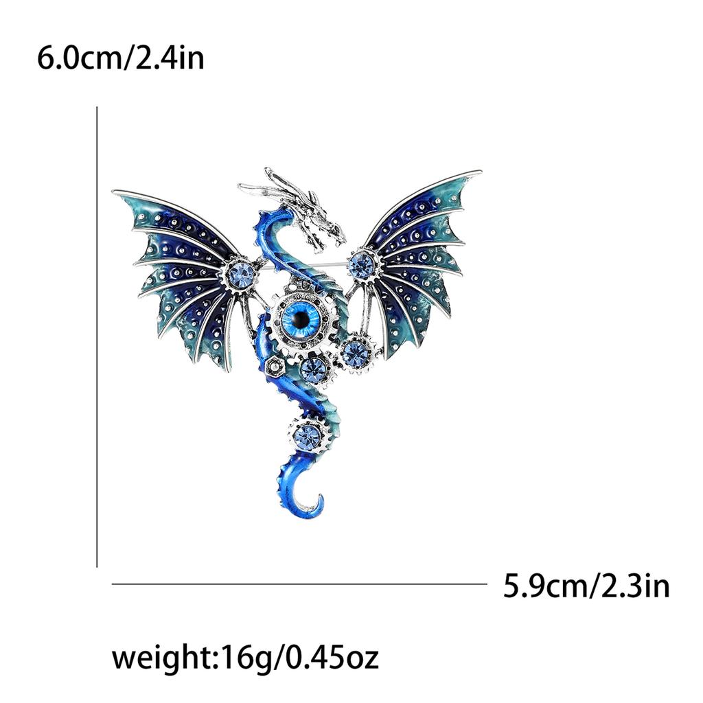 Enamel Dragon Pins for Women Rhinestone Flying Dragons Animal Brooch Banquet Party Backpack Gifts Jewelry Accessories