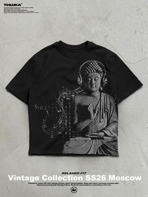 Vintage Oversized T-Shirt with Buddhism Print