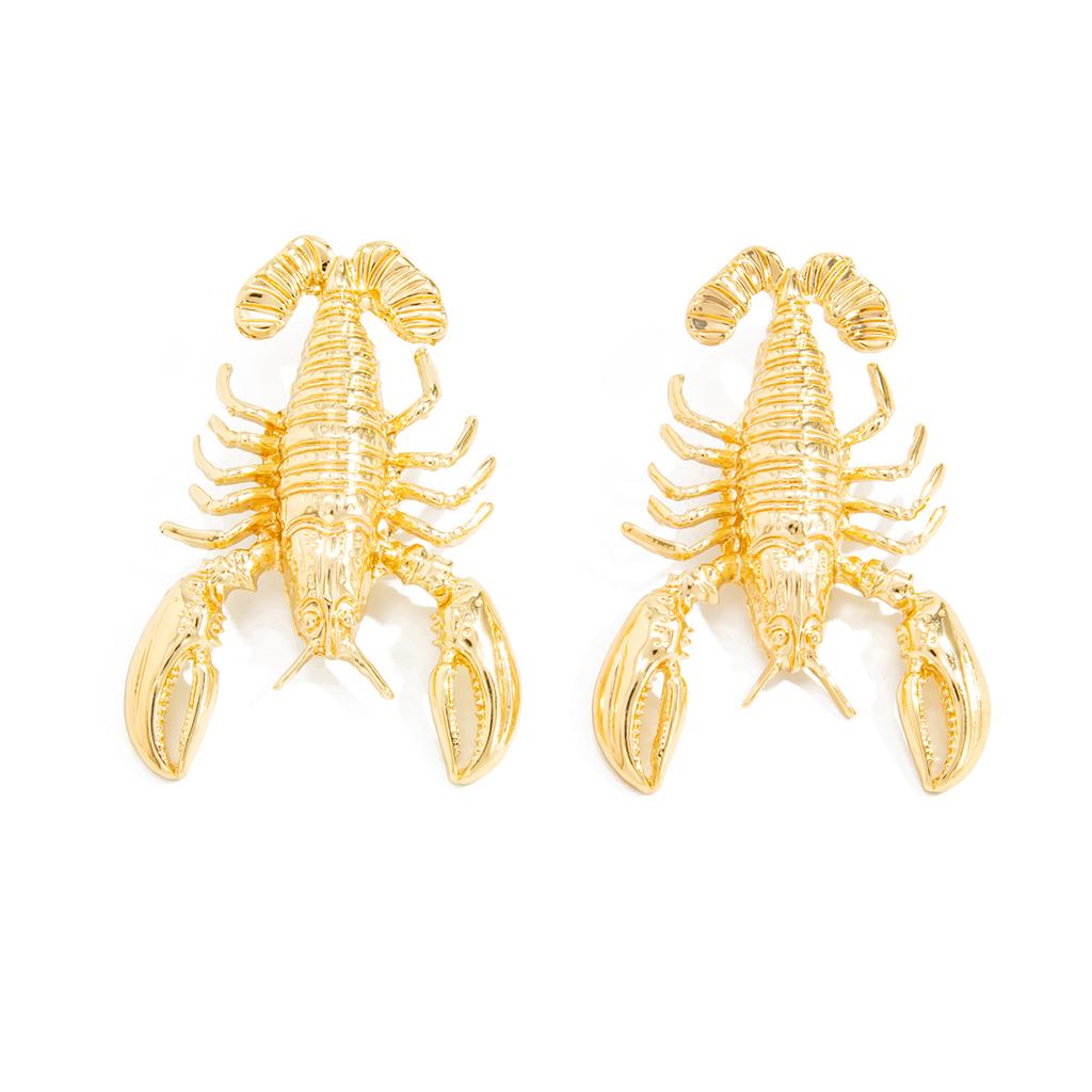 Ingemark Vintage Creative Crayfish Metal Stud Earrings for Women Punk Trendy Geometric Piercing Earrings Ear Jewelry Accessories