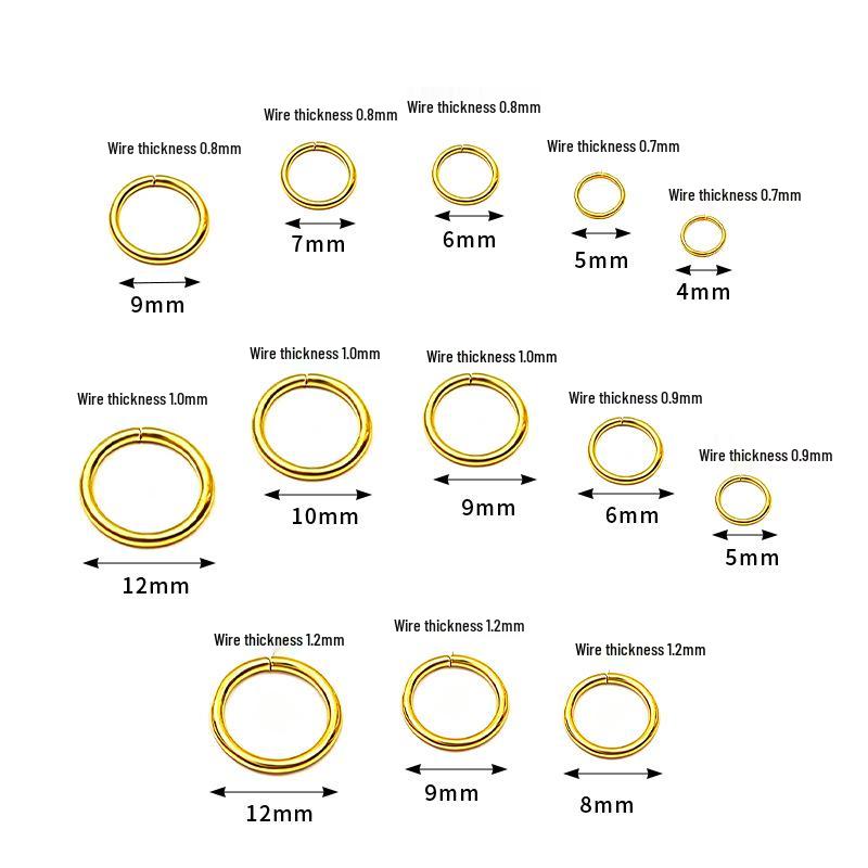 Color-preserving KC Gold Jump Rings: 200 Single Loop Flat Mouth Iron Connectors for DIY Bracelets & Necklaces
