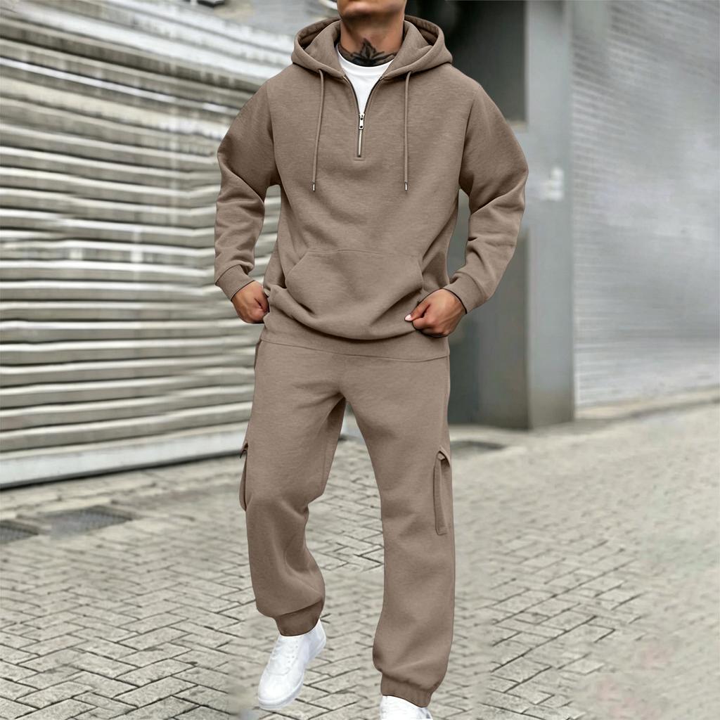 Men's Color Utility Sweatshirt Set - Casual Athletic Sports Track Suit for Daily Wear