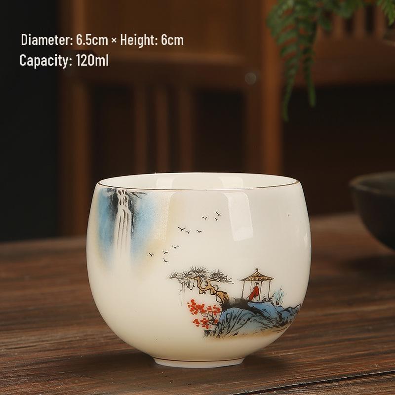 Sheep Fat Jade Porcelain Teacup: Chinese Ceramic Master Cup for Tea Tasting