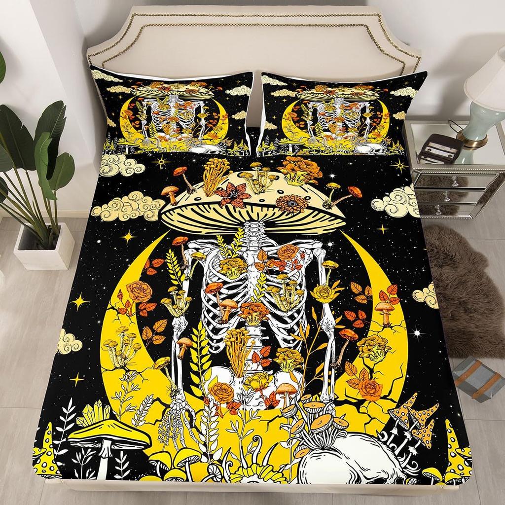 Halloween Pumpkin Unicorn Personality Pattern Mattress Three-Piece Digital Printing Bedding Set