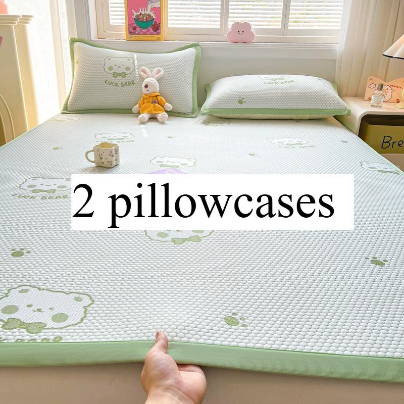 Summer Bare Sleeping Ice Bean Cool Mat Bed Sheet Ice Silk Air Conditioning Soft Mat Machine Washable Thin Mat 48x74cm 2pillowcases