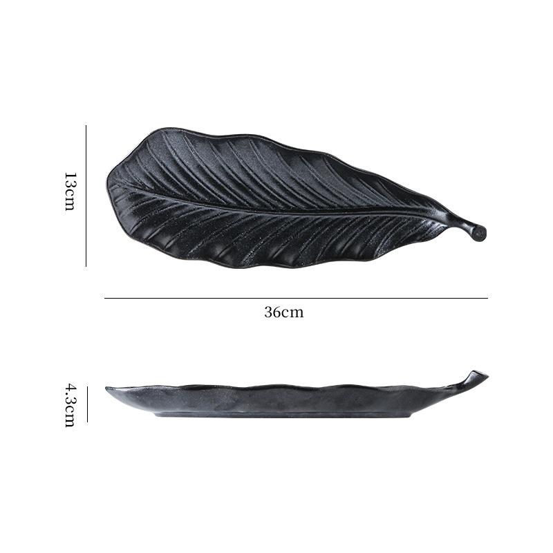 Retro Einfache Blatt Sushi-Platte Keramik Ofenwechsel Haus Restaurant Hotel Teller Fortgeschrittener Atmosphärischer Stil