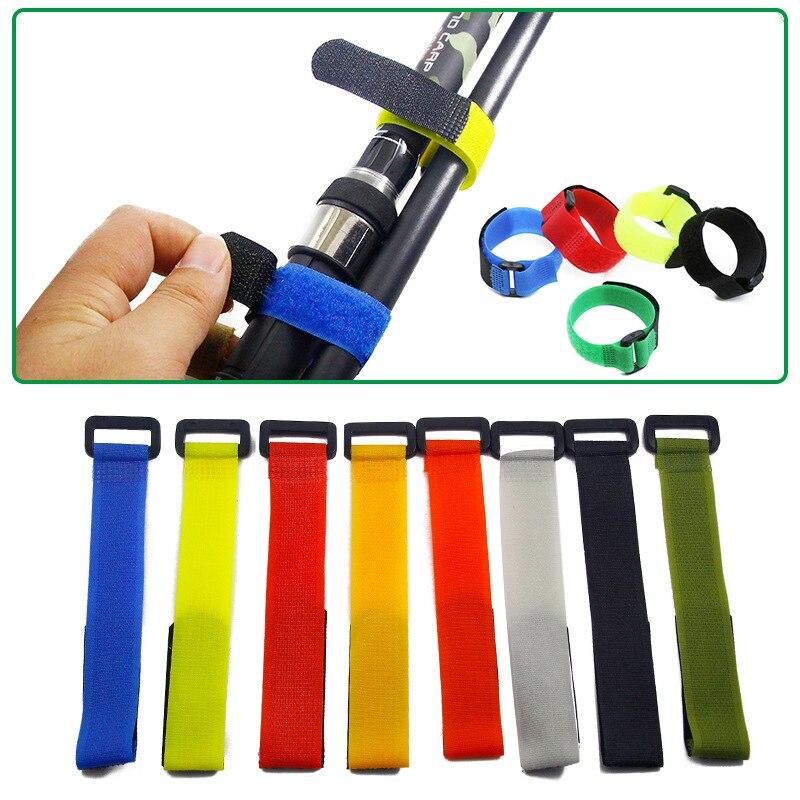 5Pcs Fishing Rod Tie Holder Strap Suspender Fastener Hook Loop Ties Belt Fishing