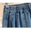 DIMANAF 2026 Summer New Plus Size Women Wide Leg Jeans Pants Casual Elastic Waist Short Pants Denim Cotton Blue Loose Shorts
