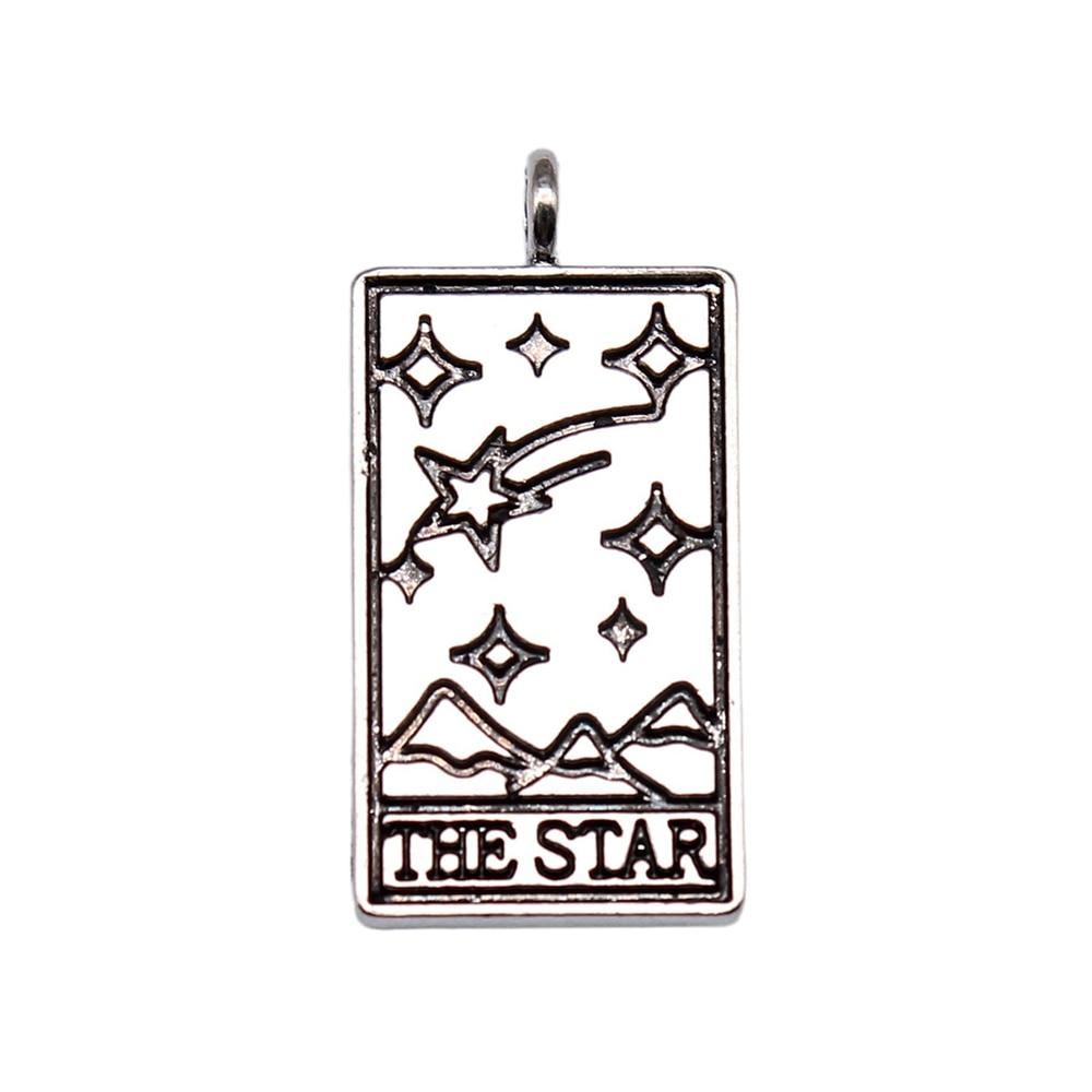 

10шт Таро Звезда Подвески Античное Серебро Цвет Цинковый Сплав 26X13мм