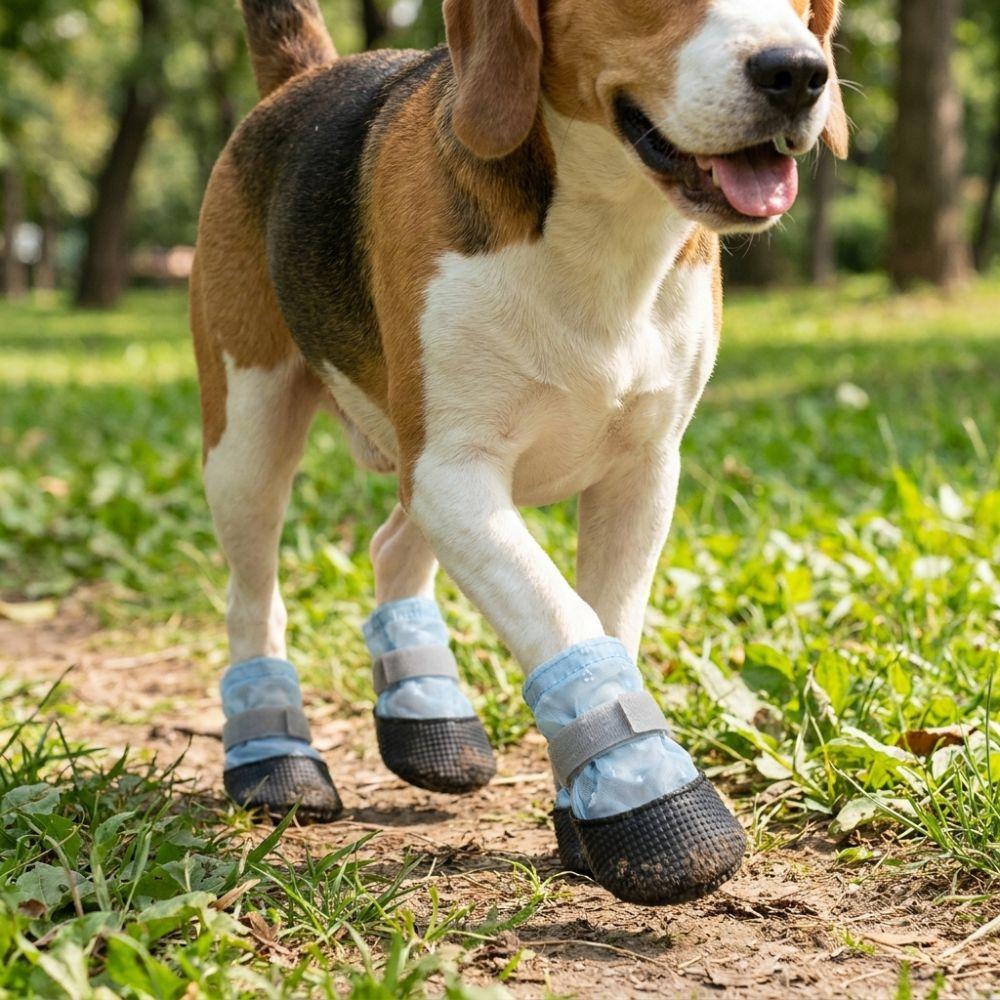 4Pcs Breathable Dog Mesh Shoes Non-Slip Foot Covers Fashion Dog Paw Protectors Walking Running